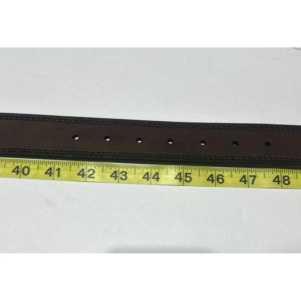 Men's Reversible Black Brown Leather Belt Gunmetal Buckle Size 46-48 / 115-120